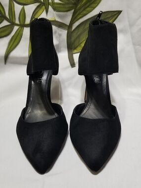 Aldo Black Women's 6.5 Suede Pointed-Toe Ankle Cuff Heels With Leather Insole